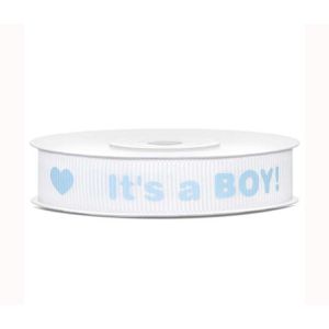 Wstążka rypsowa PartyDeco It's a Boy!, 12mm x 10m